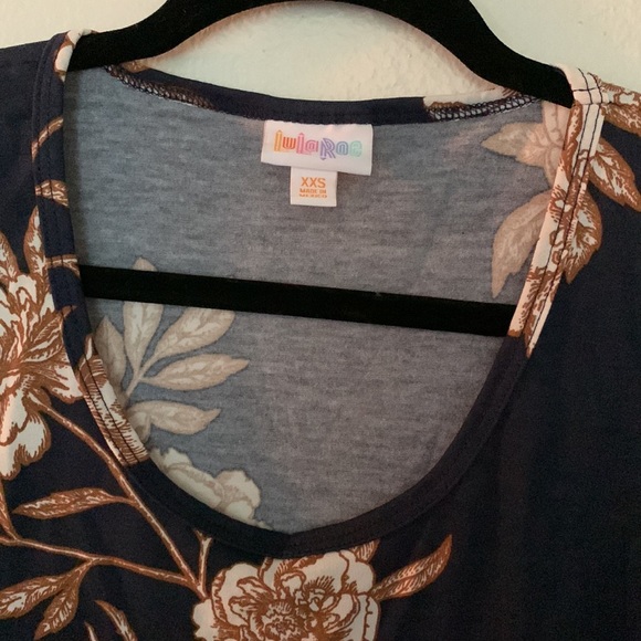 Navy Blue Floral LuLaRoe Morgan Tee - NWT XXS - Picture 2 of 7
